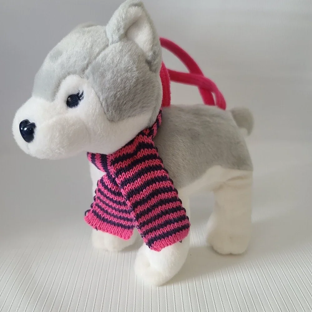 Husky with Scarf Girl Zippered Purse Carry Bag Embroidered Eyes